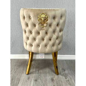 Home Furniture Factory Hot Sale in <strong>UK</strong> Dining Table Modern Beige <strong>Velvet</strong> Dining <strong>Chair</strong> - Product Image 1