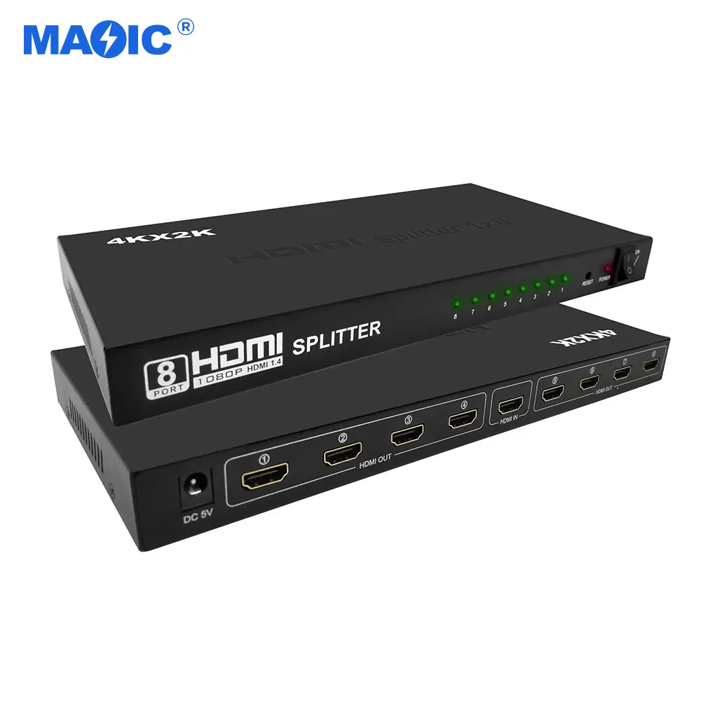 Wholesale 8 Ports Hdmi Audio Video Splitter Converters Synchronous Screen Splitter 4K*2K 1 In 8 Out Hdmi Splitter 1x8