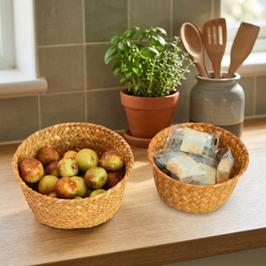 Vintage Circle Seagrass Woven Multi-Purpose Small Storage Basket for Home Use - Product Image 4