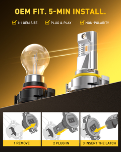 Bombillas LED AUXITO 2504 PSX24W para Faros Antiniebla, 3000K Amarillo, 600% Más Brillantes, Bombillas LED de Alta Potencia para Faros Antiniebla DRL, Repuesto para Autos y Camiones - Product Image 2