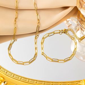 Cadenas de Collar con Clip de Papel Chapadas en Oro de Acero Inoxidable Antideslustre, Joyería de Moda con Zirconia para Mujeres y Hombres - Product Image 1