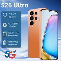 Smartphone S26 Ultra 5G Android 15 Layar LCD HD 7,3 Inci RAM 16GB ROM 1TB Kamera 108MP Baterai 120Hz Deca Core