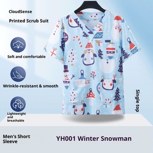 Uniformes Médicos Personalizados con Logotipo, Camisetas de Manga Corta Unisex, Mezcla de Poliéster/Spandex, Elásticas, de Secado Rápido, Transpirables, para Uso Hospitalario - Product Image 6