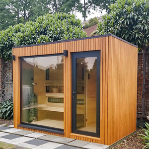 Sauna extérieur moderne personnalisé en <span class=keywords><strong>bois</strong></span> massif avec porte latérale panoramique et <span class=keywords><strong>douche</strong></span> à vapeur - Product Image 3