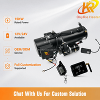 Chauffe-eau de stationnement diesel OkyRie 15KW, type eau, 12V 24V, préchauffeur de liquide de refroidissement moteur avec télécommande LCD pour camion et camping-car, vente en gros