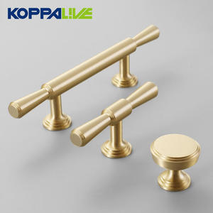 มือจับตู้แบบ T-Bar ทำจากทองเหลืองแท้ Koppalive สไตล์โมเดิร์นวินเทจ ขัดเงาอย่างหรูหรา สำหรับตู้เสื้อผ้า ลิ้นชัก ประตู มีหลายขนาด - Product Image 1
