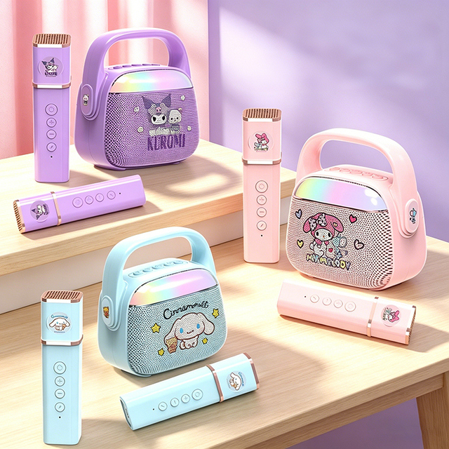 Portable Kids Early Learning Storytelling Karaoke Wireless BT Mic Speaker Rechargeable Cartoon Music Family Singing Gift