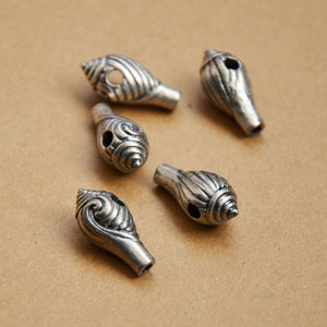 Conch <b>Shell</b> Three Way Bead 22x10mm Silver Plated For Bracelet Making Jewelry Findings Irregular Shape Spacer Beads - Product Image 2