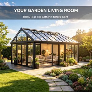 Kit Veranda Moderna <span class=keywords><strong>di</strong></span> Lusso <span class=keywords><strong>in</strong></span> Lega <span class=keywords><strong>di</strong></span> Alluminio per Tre Stagioni con Sistema <span class=keywords><strong>di</strong></span> Drenaggio Nascosto, <span class=keywords><strong>Vetro</strong></span> Temperato Doppio Isolante Triangolare per <span class=keywords><strong>Giardino</strong></span> - Product Image 3
