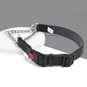 Collar Reflectante de Nailon para Perro con Cadena de Acero Inoxidable, Collar Ajustable con Hebilla para Paseos Diarios - Product Image 5