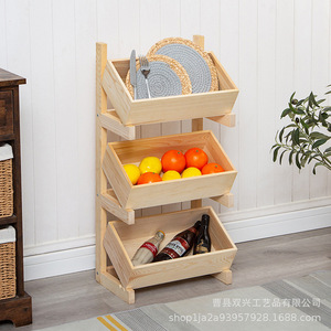 Wooden Multi Tier Storage Rack 3 Floors Bookcase Living Room Kitchen Organizer Multifunctional Decorative <b>Shelf</b> - Product Image 5