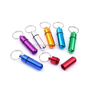 Wholesale Custom Portable Mini Travel Aluminum Metal Pill Box Keychain