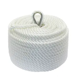Linha de corda de nylon usada para barco iate, corda de 3 fios de nylon torcida, corda de ancoragem