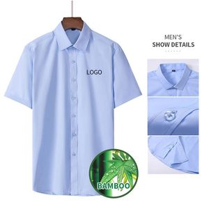 Camisas de Vestir Personalizadas para Hombre, Sin Arrugas, Sin Plancha, de Fibra de Bambú, Manga Corta, Formales, para Oficina - Product Image 3