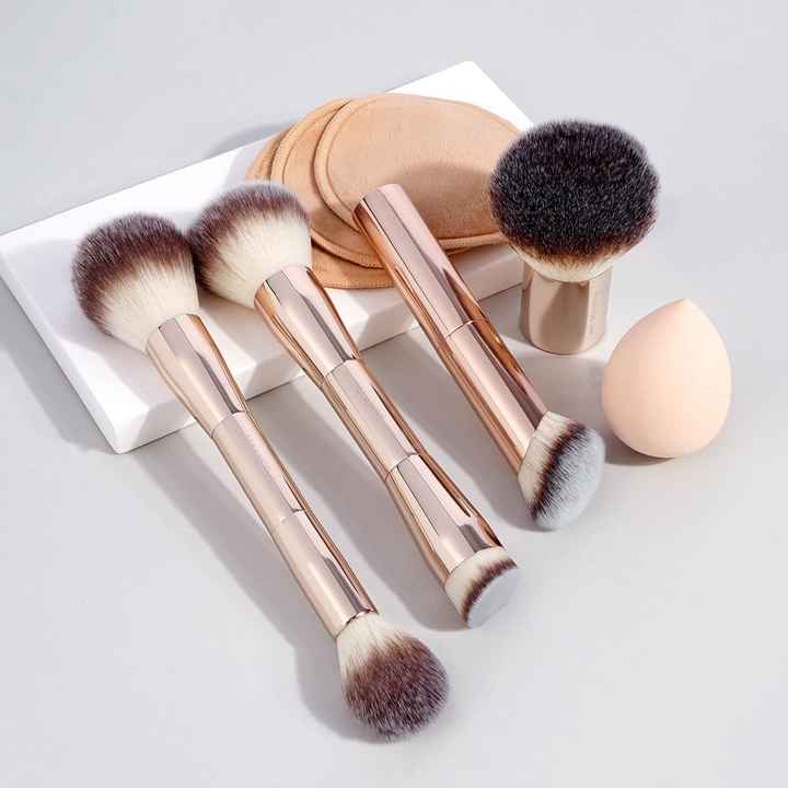 For MAANGE 9 PCS Double Makeup Brushes Set Foundation Brush for Blending Liquid Powder Concealer Cream Blush Buffe Lip Use Box