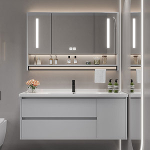 Moderner Stil Smart-Spiegel Wasserbeständiges Wandmontiertes Keramik-Waschbecken Badezimmerschrank Waschtisch Badezimmermöbel - Product Image 3