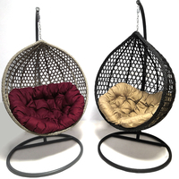 Fauteuil suspendu double en rotin PE avec support métallique pour patio, jardin et extérieur, style cocon en osier