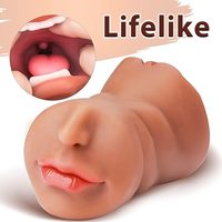 Best-seller - Masturbateur en silicone de type pochette 3-en-1 - Insertion réaliste de la langue - Stimulation vaginale et anale - Jouets sexuels pour hommes