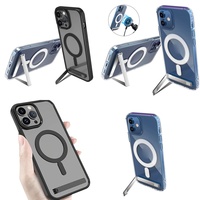 Casing Kristal untuk iPhone 14 17 Air 16 15 13 12 11, Cover dengan Penyangga dan Magnet untuk iPhone 15 Pro Max, Aksesoris
