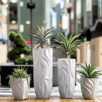 Jardinière d'intérieur moderne en ciment de 70 à 90cm de hauteur, pots de fleurs, grands vases blancs, trou de drainage pour arrosage de centre commercial à domicile, vente en gros