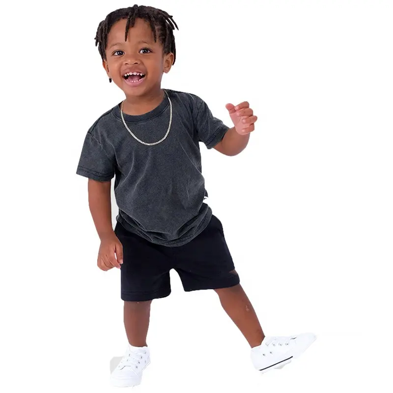 סיטונאי אישית ילדים ללבוש ילד קצר שרוול תינוק T חולצות בציר חומצה לשטוף טי חולצות