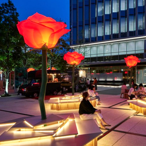 Centro comercial al aire libre de estilo moderno personalizado, escultura de iluminación de rosas, luces de paisaje, luces creativas verdes para Park Hotel - Product Image 2