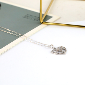 Collar de Plata de Ley 925 con Cruz de Corazón y Circonitas, Diseño de Doble <span class=keywords><strong>Elemento</strong></span>, Joyería Elegante para Regalo, Personalizable - Product Image 4