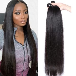 Extensions de cheveux humains lisses comme des baguettes Meche Bresilienne en gros, produits capillaires Ogx, perruques et chapeaux pour femmes - Product Image 1