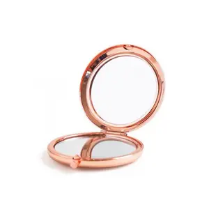 6.5cm Round Gold Silver Rose Gold Folding Makeup Mirror Student Portable Beauty Pocket Mirror