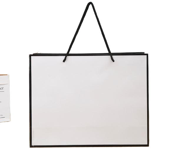 Luxury Recyclable Art Pape Custom Print Logo Small Door Shopping Gift Bag with Ribbon