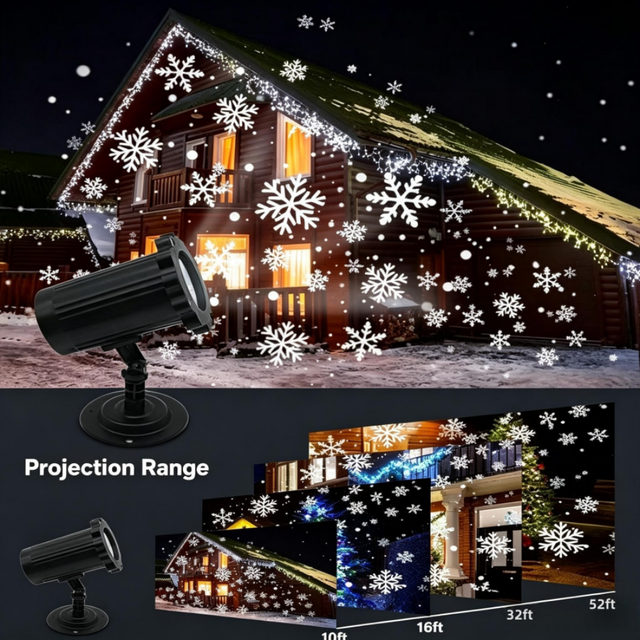 Storm Snowflake Projector Lamp Remote Control IP65 Waterproof Outdoor Light for Christmas Garden Lawn Decor