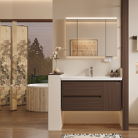 Meuble de salle de bain mural ARROW en acier inoxydable avec vasque en céramique, résistant à l'humidité et anti-moisissure, pratique pour la maison