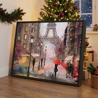 Peinture à l'huile sur toile, vue de rue de Paris, œuvre d'art, Tour Eiffel, toile colorée, art mural pour la maison