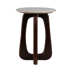 Tavolino con piano in marmo e base scultorea in legno per l'arredamento della casa e piccoli spazi - Product Image 3