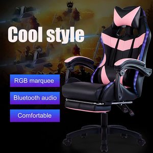 Asientos de carreras de carbono con luz LED más baratos, Silla Rgb, consola de videojuegos, silla para juegos con altavoz Bluetooth y reposapiés - Product Image 2