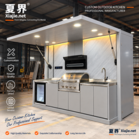 Cuisine mobile extérieure sur mesure, directement de l'usine, avec réfrigérateur intégré, bar de cuisine de jardin et îlot barbecue modulaire pour fêtes en cour