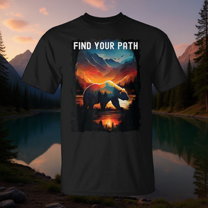T-shirt Find Your Path Bear Mountains, design per escursionismo, campeggio, avventure all'aria aperta - Product Image 3