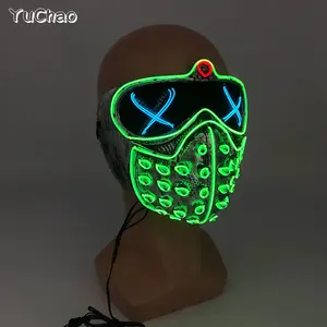 Genial Máscara Ciberpunk Luminosa LED <span class=keywords><strong>de</strong></span> Calavera para Halloween, Cosplay y Accesorios <span class=keywords><strong>de</strong></span> Disfraces para Fiestas, Máscara que Brilla en <span class=keywords><strong>la</strong></span> Oscuridad - Product Image 4