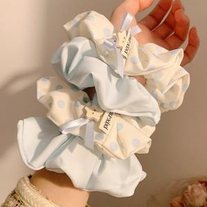 Lazo de <span class=keywords><strong>pelo</strong></span> de <span class=keywords><strong>cuello</strong></span> grande francés con moño simple Diseño elegante de cola de caballo lindo para niñas Material de tela Color sólido - Product Image 4