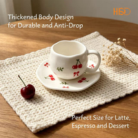 Ensemble de 6 tasses à café en céramique avec soucoupe, motif de fruits adorables, tasse à thé en porcelaine pour le thé de l'après-midi