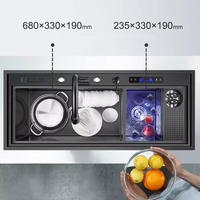 Évier de cuisine avec robinet multifonction cascade, touches piano, surface noire nano, évier de cuisine SUS304
