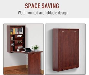<strong>Fold</strong> <strong>Out</strong> Convertible Wall Mount <strong>Desk</strong> (Mahogany) - Product Image 2