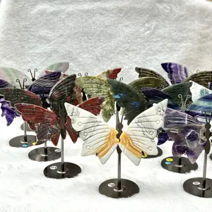 Natural Crystal Butterfly Wings Hand Carved Wings Sculpture Personalized Desktop Interior Decoration With Birthday Gift