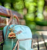 Porte-clés en peluche en forme de hamburger, fait main, pour sac, pour la famille, femmes, hommes, anniversaire, vacances, encouragement, mignon, motivant
