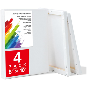 4 packs de <span class=keywords><strong>toile</strong></span> tendue pour la peinture 8x10 pouces 100 pour cent de <span class=keywords><strong>toile</strong></span> <span class=keywords><strong>vierge</strong></span> en coton pour l'art de l'huile acrylique - Product Image 1