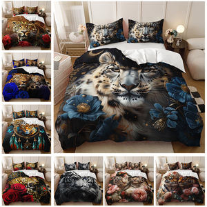 Ensemble de literie léopard tigre Ensemble de housse de <span class=keywords><strong>couette</strong></span> sauvage doux et confortable à imprimé léopard et tigre exotique - Product Image 2