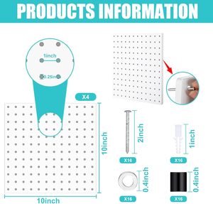 4pcs <span class=keywords><strong>Pegboard</strong></span> Kim Loại Organizer Kit Wall Mount hiển thị Panels lưu trữ giá <span class=keywords><strong>Pegboard</strong></span> Phụ kiện cho nhà để xe - Product Image 3