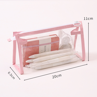 Étui à crayons transparent en PVC imperméable avec fermeture à bouton, pour le rangement de fournitures scolaires