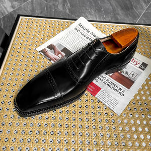 Zapatos Oxford de cuero vacuno gris de alta gama, zapatos de oficina transpirables para negocios - Product Image 3