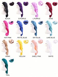 Bonnets en satin de polyester extra ajustables pour femmes aux cheveux longs bouclés, doux, pour usage quotidien, quatre saisons, promotion, cadeau - Product Image 2